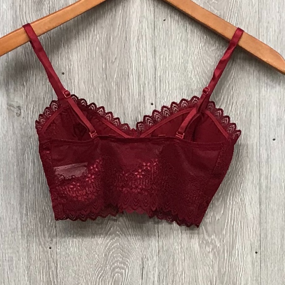 Burgundy Padless Lace Bralette BB104 - Picture 2 of 2